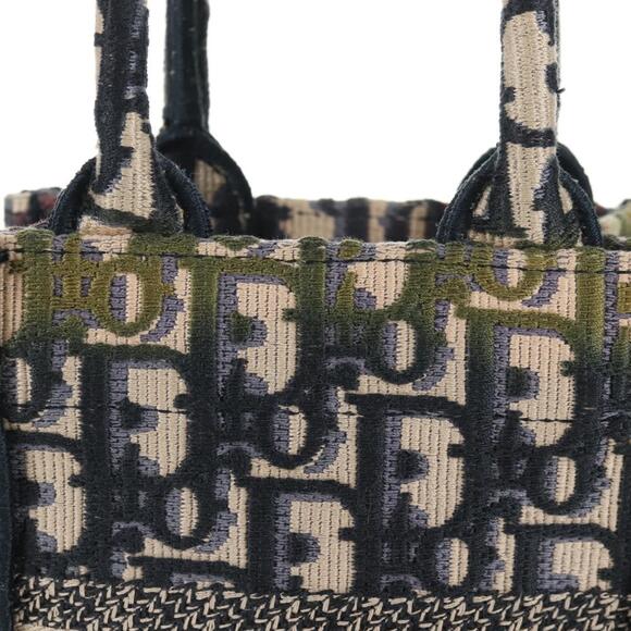 DIOR Trotter Canvas Book Tote Mini Bag Navy Gold - Picture 5 of 14